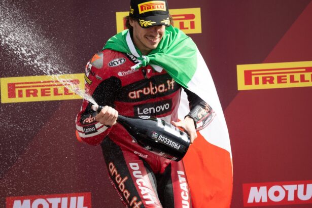 Nicolo Bulega, 2026 Dutch WorldSBK, podium. Credit: Gold and Goose.