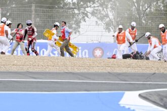 Pecco Bagnaia, Friday practice crash, 2026 Spanish MotoGP.