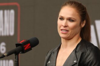 Ronda Rousey speaks at a Netflix press conference