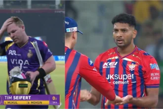Ben*****d! Mohsin Khan gives a fiery send-off to Tim Seifert after dismissing the KKR batter for a duck in KKR vs LSG clash