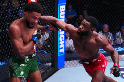 Youssef Zalal punched by Aljamain Sterling at UFC Vegas 116