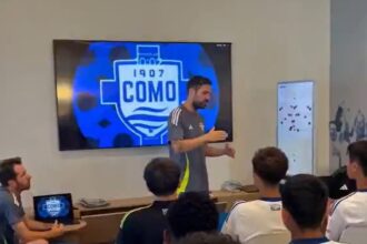 First team coach Cesc Fabregas talks to Como Academy players (video)