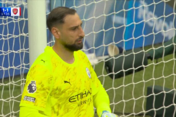 Gianluigi Donnarumma reacts after howler vs Arsenal